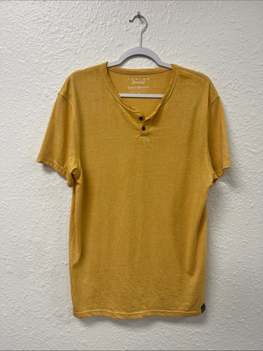 Lucky Brand Men's Yellow Henley Short-Sleeve Shirt # 1024